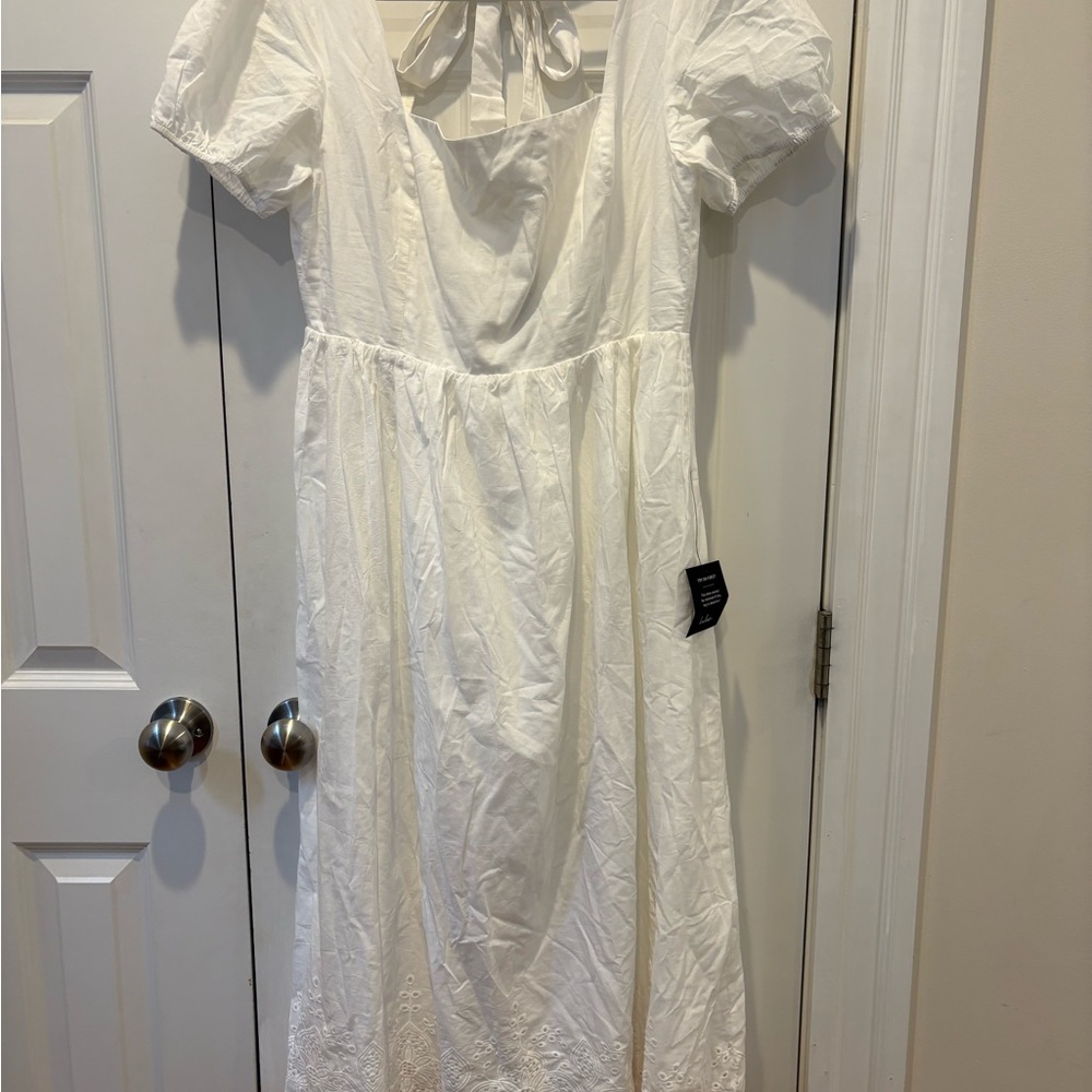 Lulu's Ivory Puff Sleeve Dress